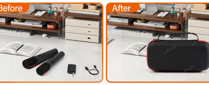 Travel Storage Bag Wireless Microphone Case Compatible with JBL 2 Mic Adjustable DIY Foam for Partybox Mic Portable Bag