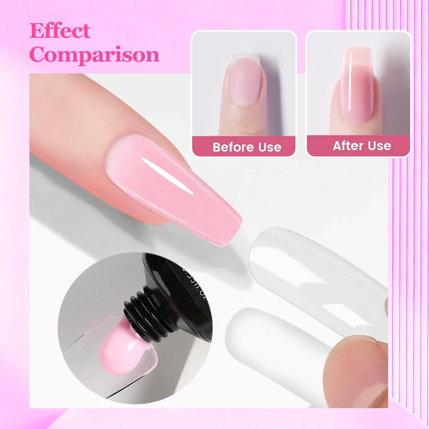 DUOLINGDAI Poly Gel Nail Kit: 6 Clear Colors Poly Extension Nail Starter Kits with Nail Lamp Complete Poly Gel Nail Kit Supplies