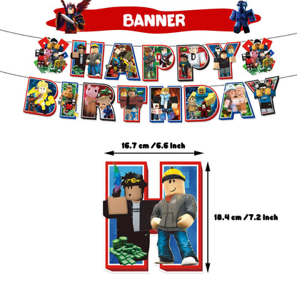Robot Boy Happy Birthday Decoration Tableware Set Roblox Paper Tablecloth Plate Cup Cake Balloon Baby Shower Game Party Supplies