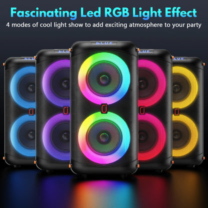 T27 Wireless Bluetooth Speaker, Karaoke Machine with 2 Microphone, Home Karaoke Party Speaker with Led Light