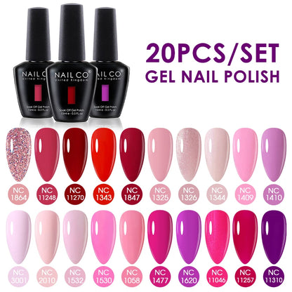 NAILCO 15ml Gel Nail Polish Set 30pcs/Lot Gel Polish Nail Soak Off UV LED Semi-Permanent Varnishes Nail Art Salon Free Shipping