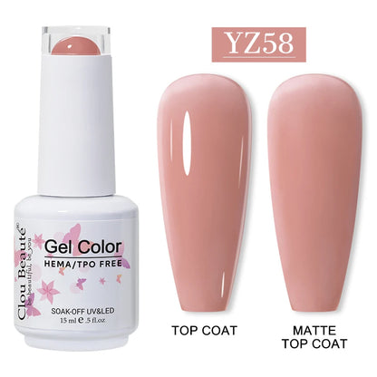Clou Beaute 15ml Red Color Gel Polish Vernis Semi Permanent UV Varnish Gel Nail Polish Hema TPO Free Nails Art Manicure TOP BASE