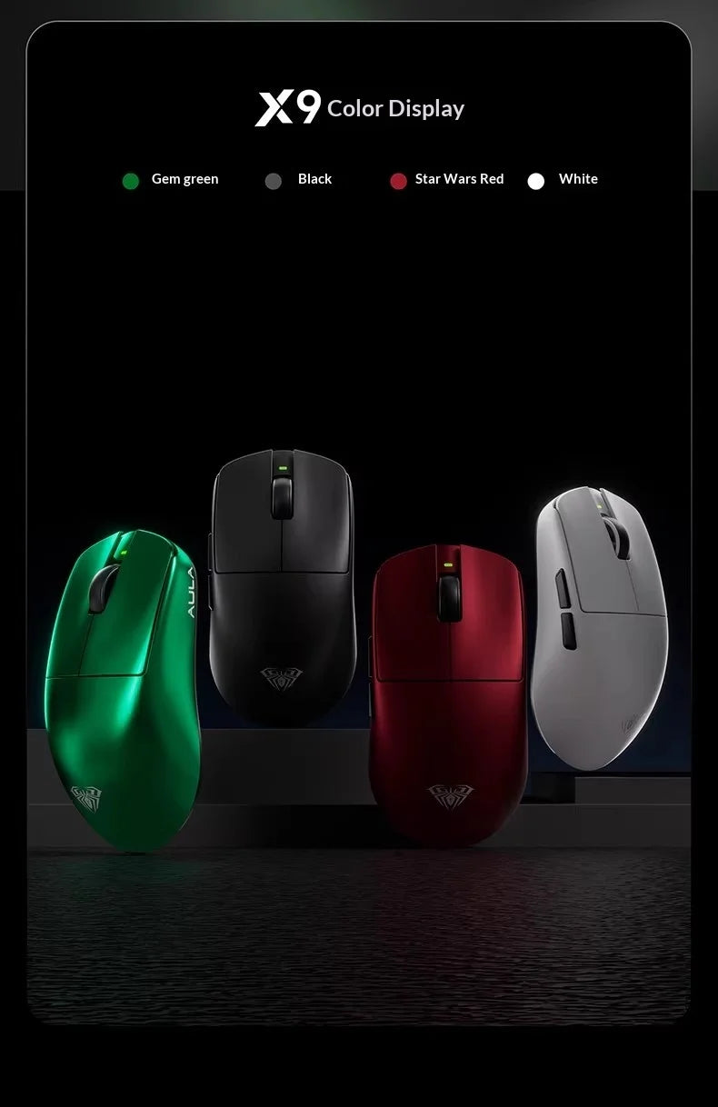 AULA X9 Max Ultra Gaming Mouse Wireless Tri Mode Lightweight Dual 8KHz 500mAh PAW3950 Ergonomic Esports Mouse Gaming Accessories