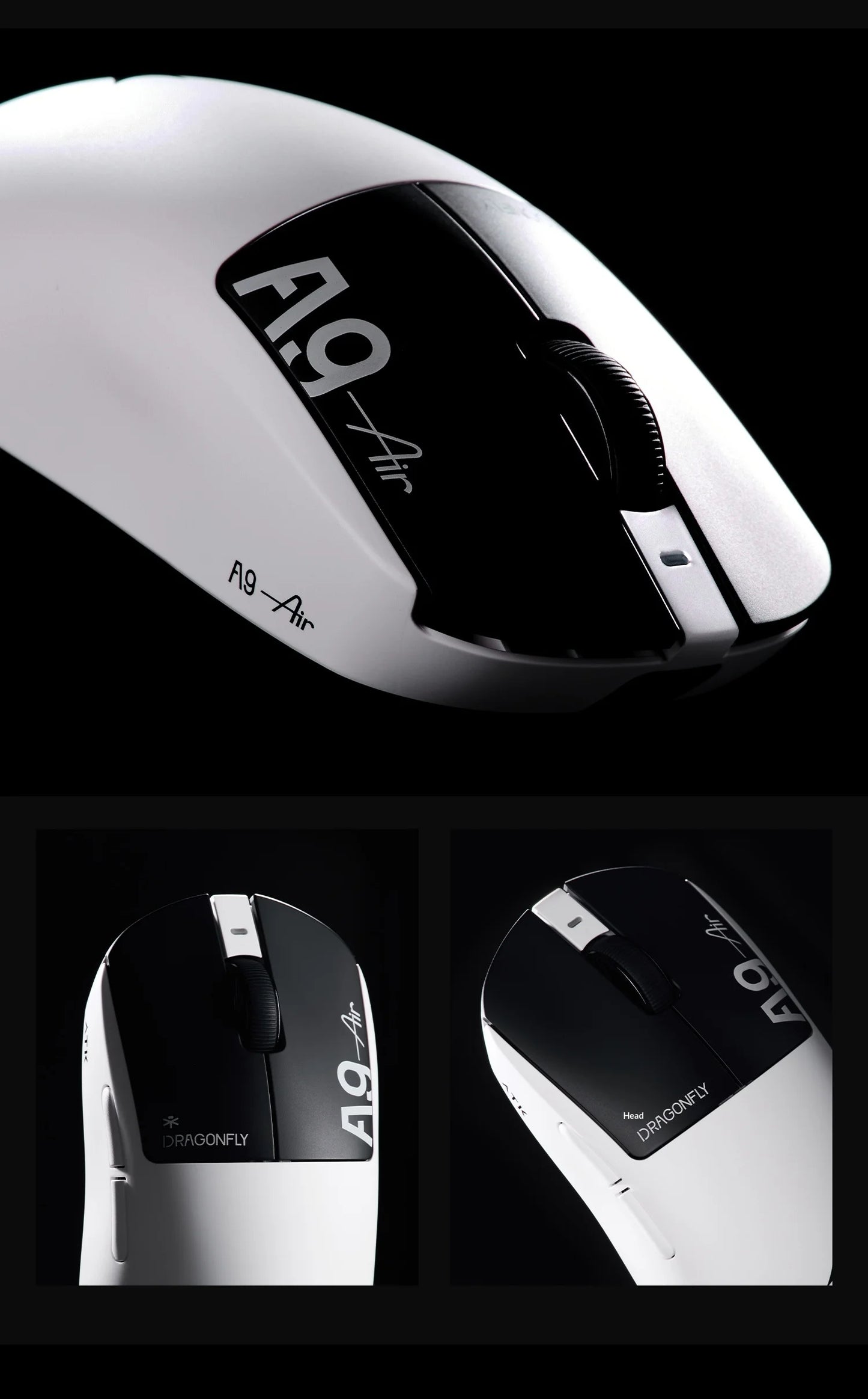 ATK DragonFly A9 Air Ultimate Wireless Gaming Mouse PAW3950 Ultra 42000DPI 750IPS 8KHz RGB Ergonomic Design for Windows MacOs