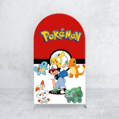 Pikachu Pocket Monster Arch Backdrops Cover Pokemon Kids Birthday Party Elastic Custom Baby Shower Photo Background Banner Decor