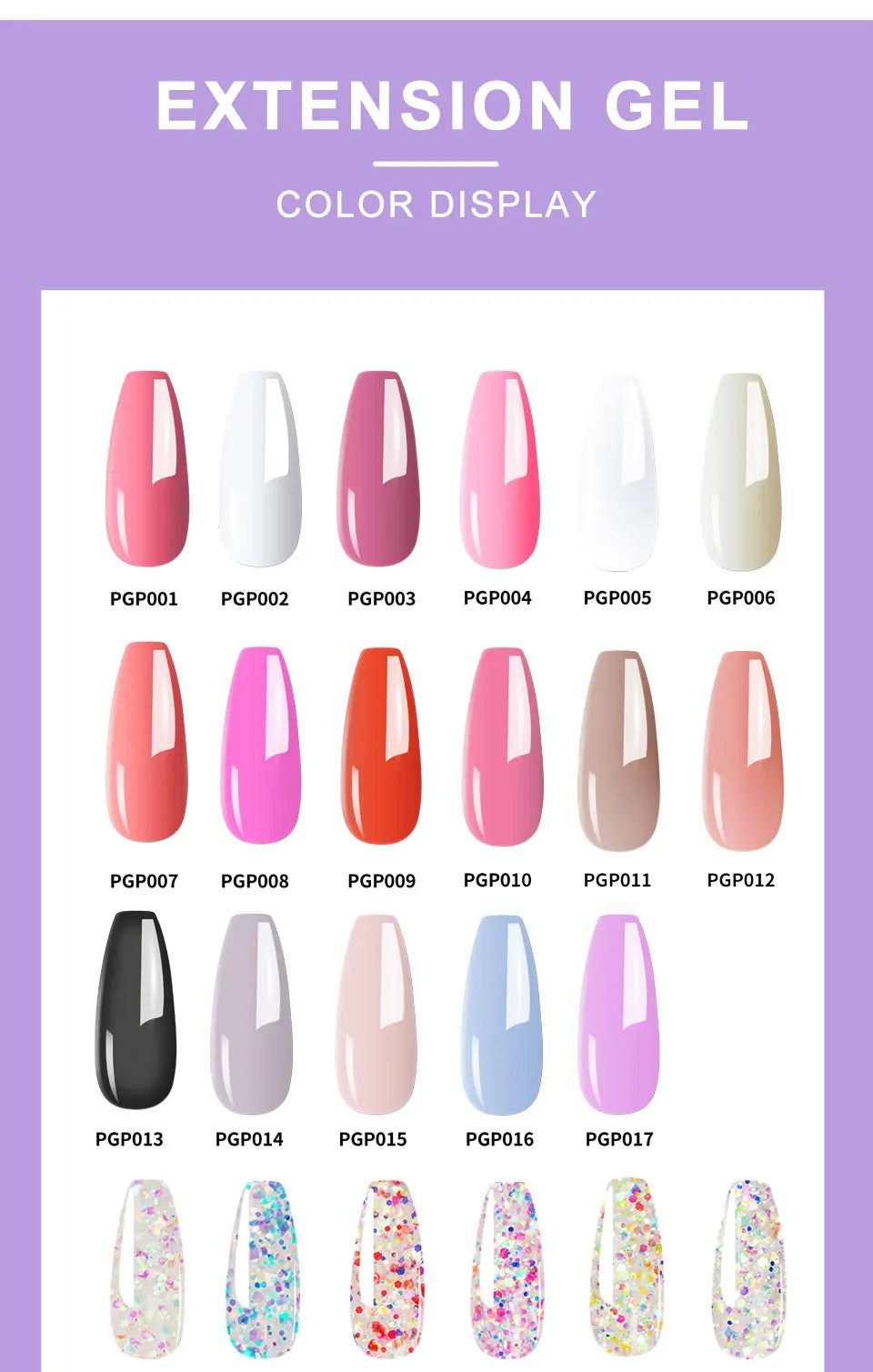 Poly Extension Gel Nail Kit 14 PCS 15ML Quick Building UV/LED Gel with Slip Solution and Nails Art Lamp  for Beginner Manicure