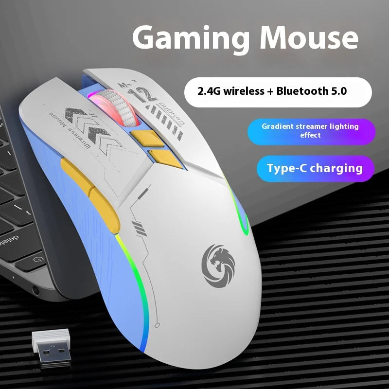 Mechanical Gear Wireless Bluetooth Dual-mode Silent E-sports Gaming Mouse with Type-C Charging