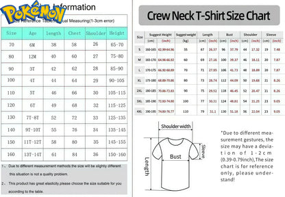 Summer 2026 Pokemon Cotton T Shirt Pikachu Back Print Colorful Splash And Lightning Design Loose Fit Men Women Casual Fashion