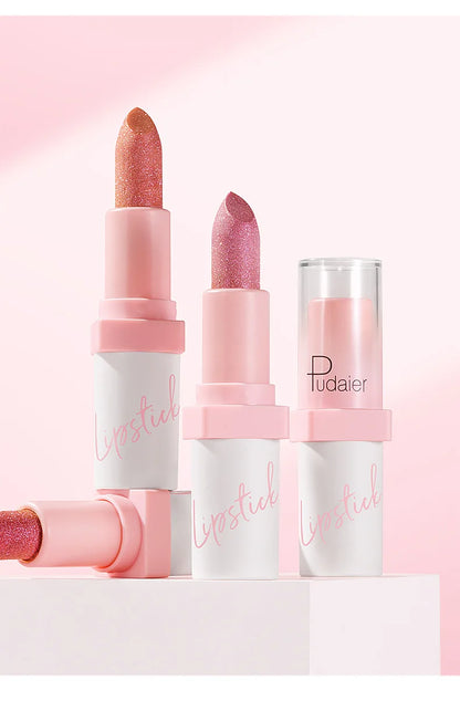 Pudaier Shimmery Diamond Lipstick: 10 Shades of Waterproof Glitter & Metallic Shine