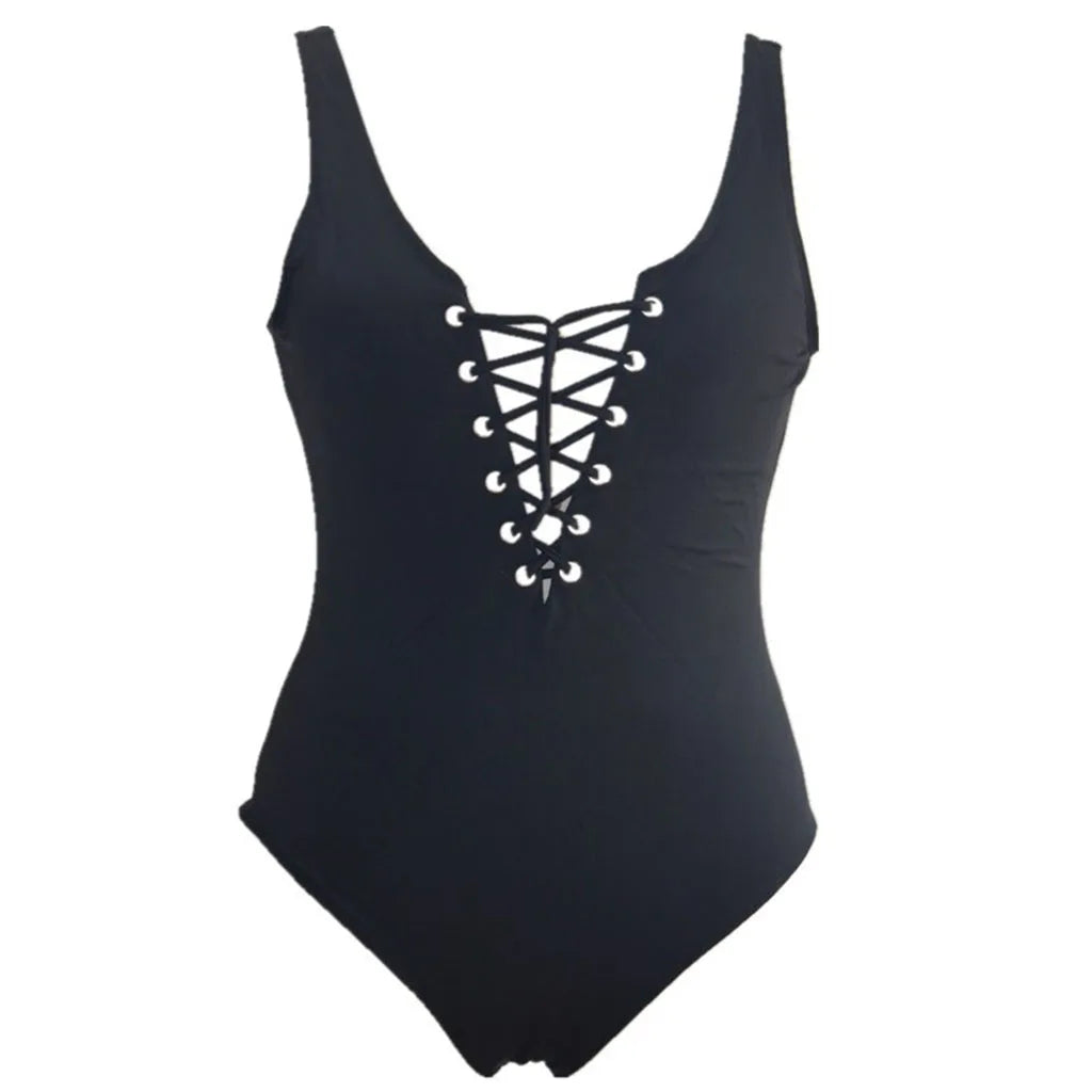 2025 Lace-up swimsuit Triangle bikini new one-piece swimsuit thong sexy tight beach bathing beach swimsuit