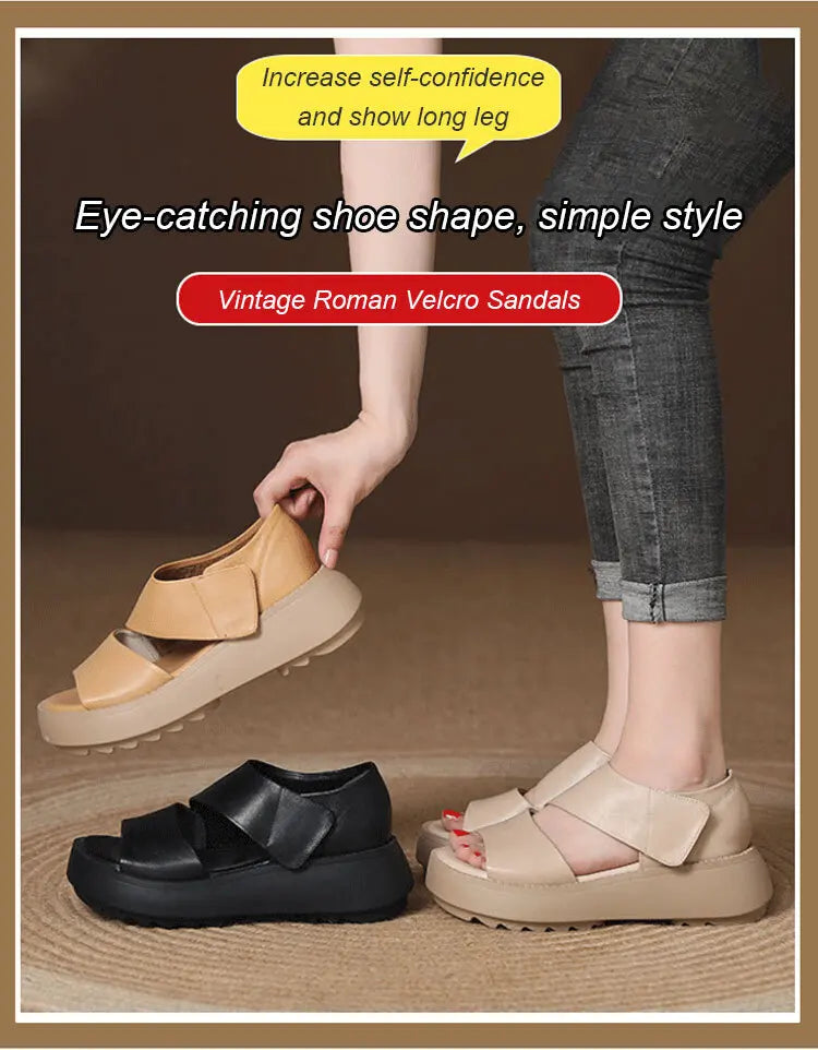 Women's Soft Muffin Sandals Breathable Retro Roman Sandals Thick Bottom Roman Women's Sandals