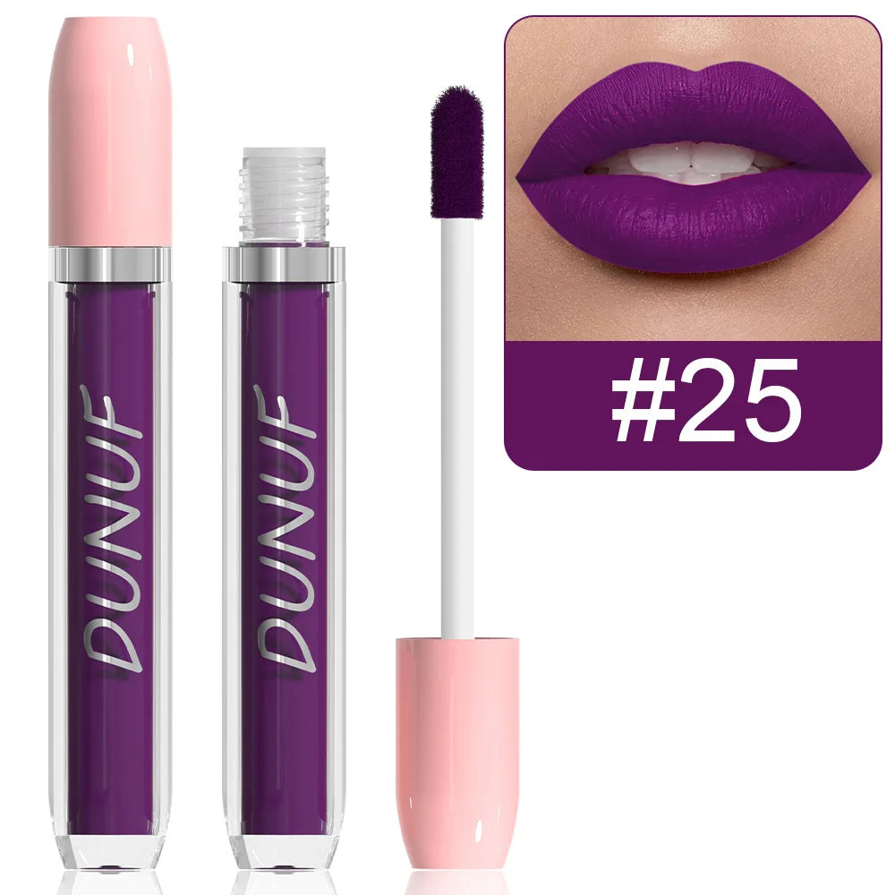 Matte Lip Gloss Lipstick 5pc/set, Waterproof Velvet Long Lasting Non-transfer Highly Pigmented Purple Red Daily&Party Makeup Y2K