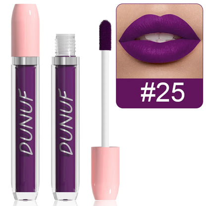 Matte Lip Gloss Lipstick 5pc/set, Waterproof Velvet Long Lasting Non-transfer Highly Pigmented Purple Red Daily&Party Makeup Y2K