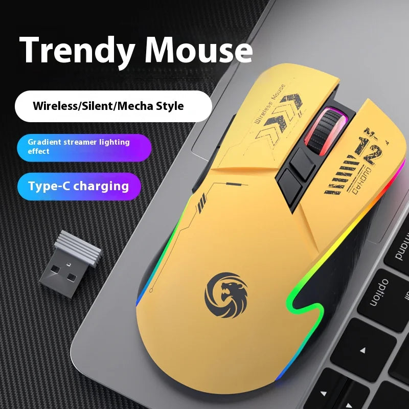 Mechanical Gear Wireless Bluetooth Dual-mode Silent E-sports Gaming Mouse with Type-C Charging