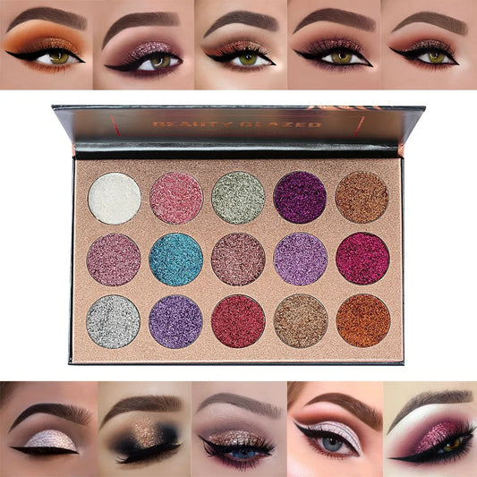 Beauty Glazed 15 Colors  Eyeshadow Palette Glitter Shimmer Palette