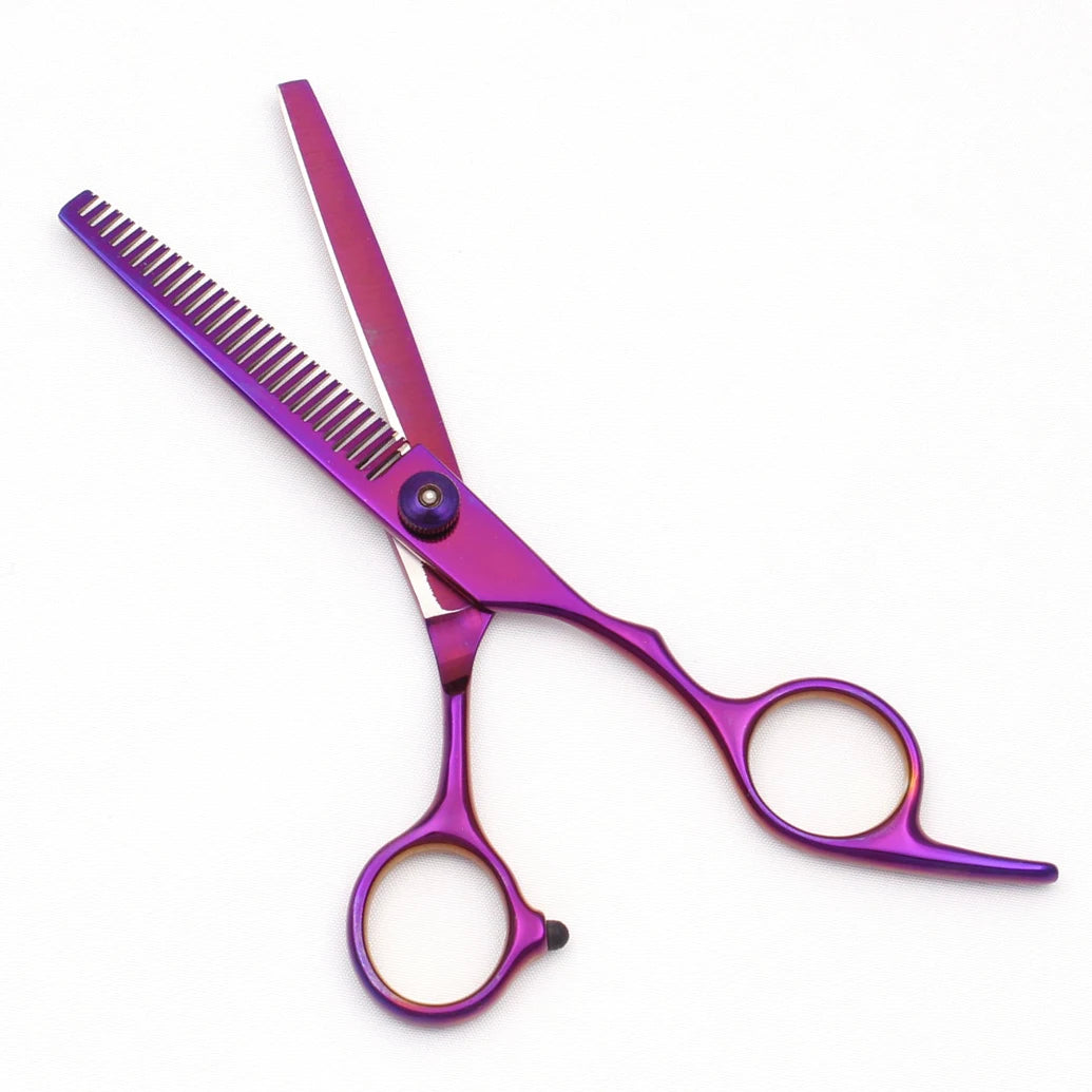 Hairdressing Scissors Japan Stainless Hair Scissors Purple Hair Cutting Scissors Barber Shop Thinning Shears Set Comb C1001