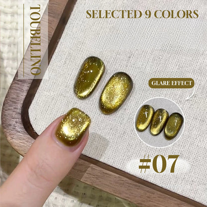 MIANEL 12ML Glass Bead Cat Eye Gel Nail Polish Flash White Spar Nude Color Magnetic Nail Polish White Nails Summer Nails 1-12pcs
