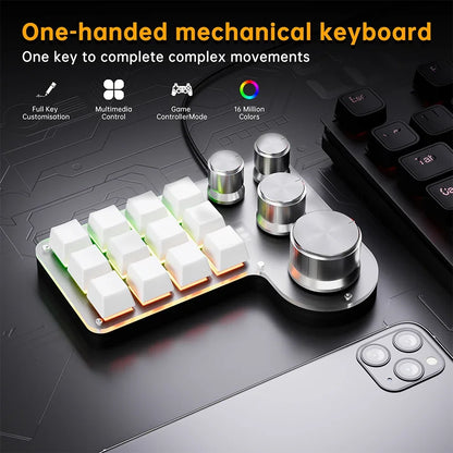 12-Key RGB Macro Mechanical Keypad with 4 Knobs