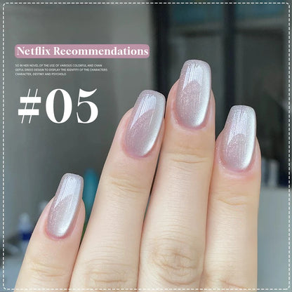 MIANEL 12ML Glass Bead Cat Eye Gel Nail Polish Flash White Spar Nude Color Magnetic Nail Polish White Nails Summer Nails 1-12pcs