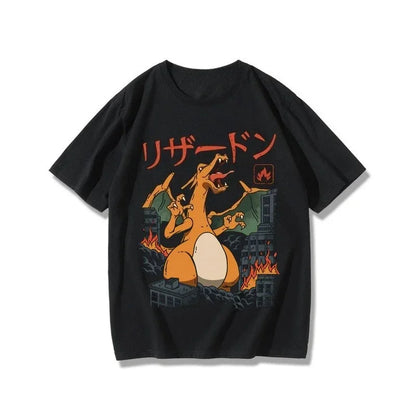 Pokémon Peripheral Products T-Shirt Squirtle Frog Seed Gengar Fire-breathing Dragon Kabi Beast Anime Peripheral Short Sleeve