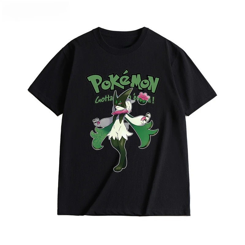 2025 Summer Poksammon Animation Brand 100% Cotton Bulbasaur Printed T-shirt for Men and Children Harajuku Casual Short Sleeve