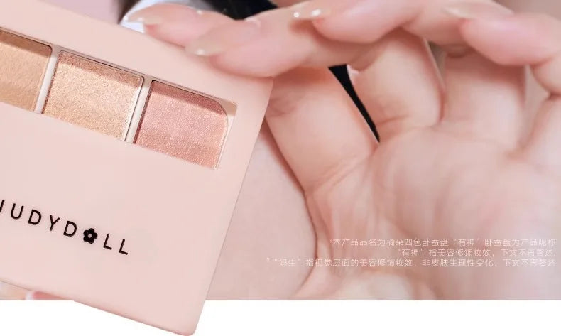 Judydoll 4 Colors Eyeshadow Palette Blush Eyeliner Eye Shadow Highlight Contour Palette Silkworm Plate Face Brighten Makeup