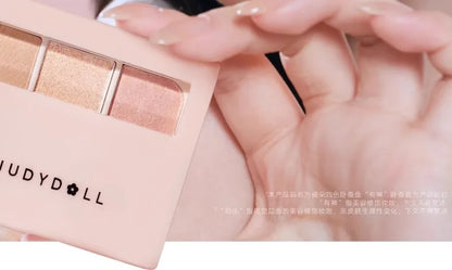 Judydoll 4 Colors Eyeshadow Palette Blush Eyeliner Eye Shadow Highlight Contour Palette Silkworm Plate Face Brighten Makeup