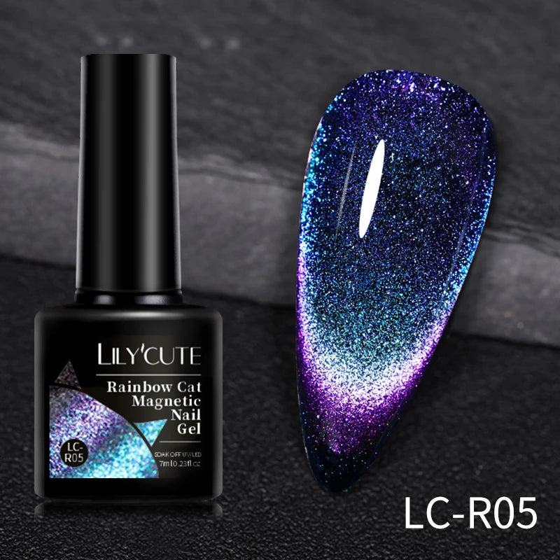 LILYCUTE 7ml 9D Cat Magnetic Gel Nail Polish Iridescent Magnet Semi Permanent Soak Off UV LED Manicure For Nail Art Gel Varnish