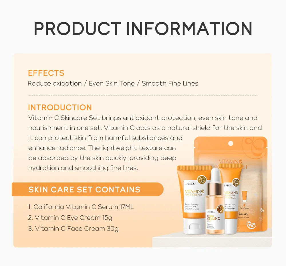LAIKOU Daily Essentials Skin Care Set: 3-Piece Travel Pouch