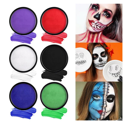 6 Colors Water Activated Face and Body Paint with 1 Brush,Non-Toxic Safe Water Soluble Face Paint for Cosplay,Halloween Makeup