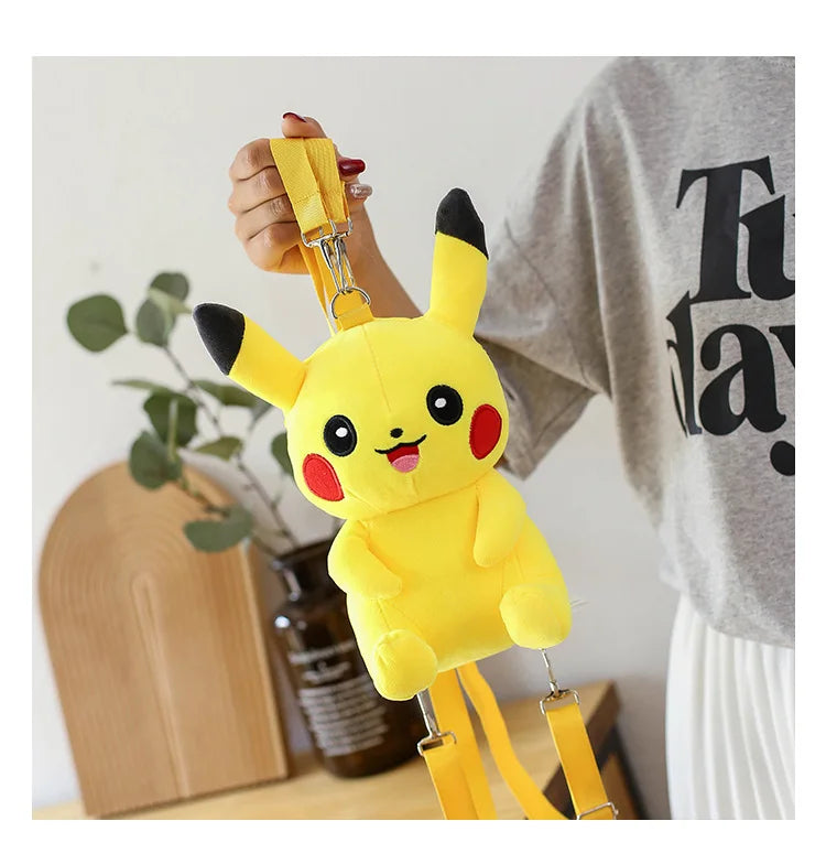 30cm Pokemon Fashion Japanese Anime Fun Cartoon Small Bag Pikachu Plush Doll Backpack Girl Cute Pikachu Plush Backpack