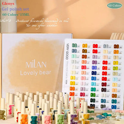 Glenys 60 color small white bear nail polish glue popular in autumn and winter semi permanent immersion gel nail art varnish