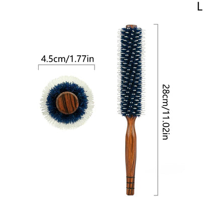 Wood Handle Round Rolling Brush Boar Bristle Nylon Hair Comb Anti Static Brush Straight Twill Hair Comb Hairdressing Tool