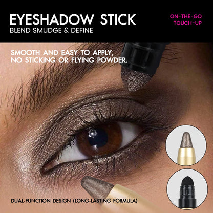 1PC Anti-smudge, Glitter and Matte Finish for Beginners, Vibrant Metallic, Silky, Double Headed Eye Shadow Stick for Bold Look