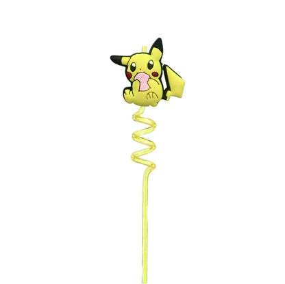 FUNISM Pikachu series cartoon creative spiral straws decorate party reusable colorful straws