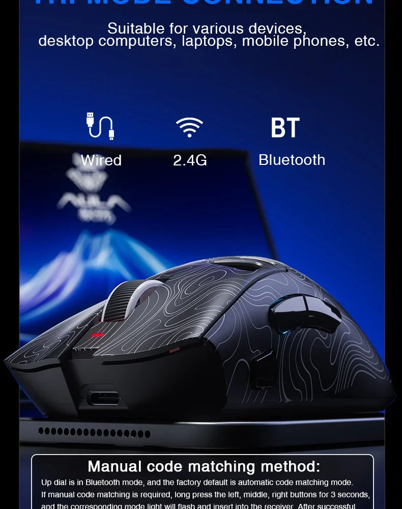 AULA SC620 Gaming Mouse Wired/Bluetooth/2.4G Light Weight Mouse Gamer PAW3311 Adjustable 12,000 DPI Life PC Gaming Accessories