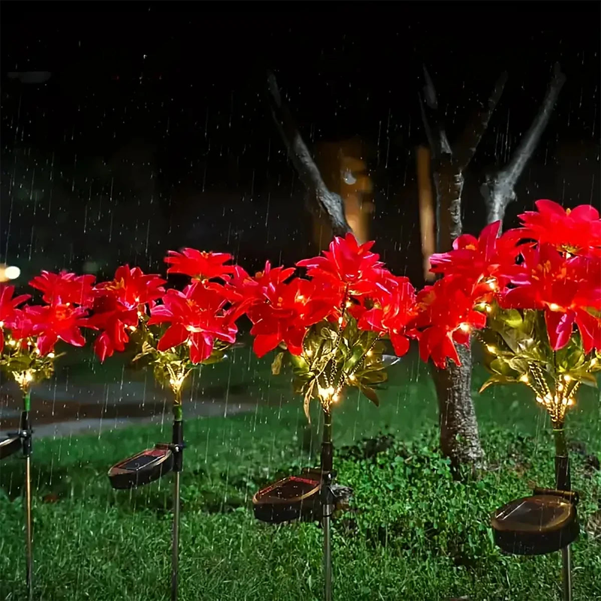 Simulated Flower Solar Light Magenta Landscape Decoration Balcony Garden Lighting LED Outdoor Courtyard Party Decoration Light