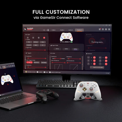 GameSir Cyclone 2 Wireless Pro Controller, Hall Effect Joysticks, Bluetooth Gamepad for Nintendo Switch, iPhone, Android & PC
