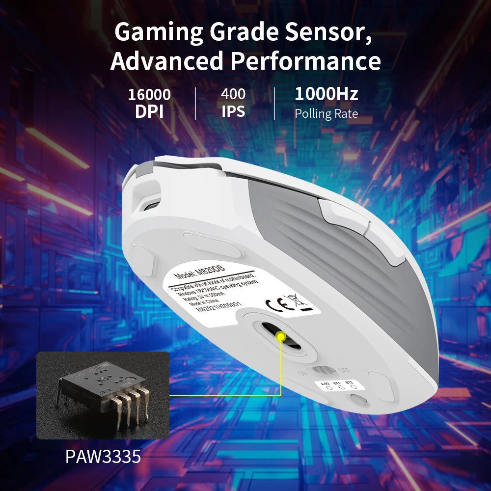 Delux M820DC PAW3335 Wired + Wireless + Bluetooth Gaming Mouse 80 Million Clicks 16000 DPI RGB Rechargeable Mice For Computers