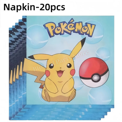 Pokemons Birthday Party Decoration Lightning Pikachu Balloon Tableware Kit Cup Plate Gift Bag Kid Favor Gift Baby Shower Supplie