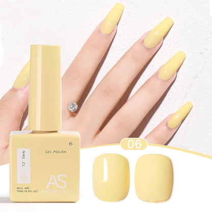 AS 1pc 15ml Bright Yellow Gel Nail Polish Starter Pure Soak Off No Wipe Nail Gel Polish Varnish Suitable For All Seasons