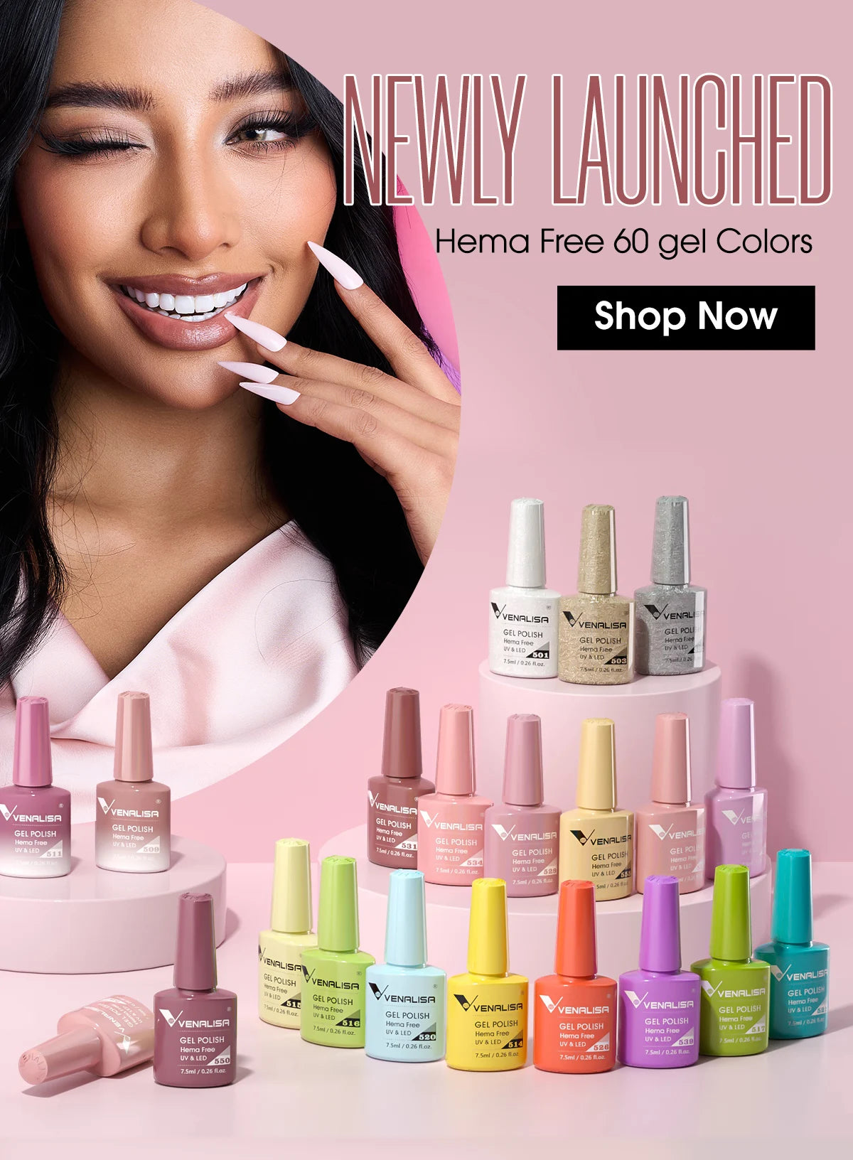 Venalisa VIP5 Nail Gel Polish HEMA/TPO FREE Full Coverage Beautiful Semi Permanent Soak Off UV LED Gel Nail Polish Gel Lacquer