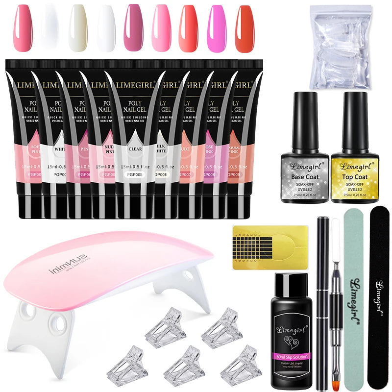 LIMEGIRL15ml Nail Gel Kit for Quick Expansion Nail Art Polymer Gel Nail Tool Finger Expansion Acrylic Gel Polisher Nail Art Set