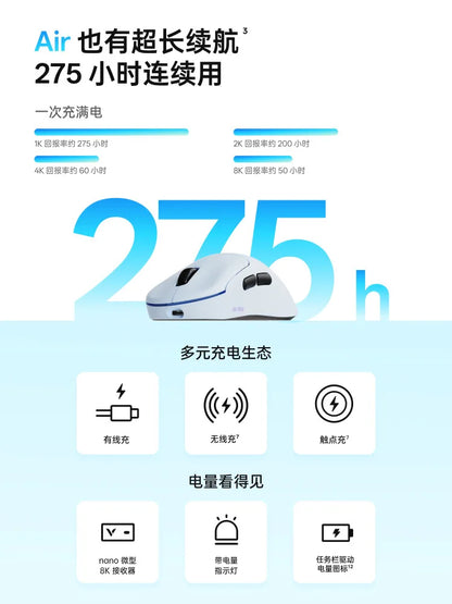Rapoo VT3s Air MAX Wireless Gaming Mouse 39g Ultra Lightweight Dual Mode 8K Pixart 3950 Ultimate For Small Medium Hands Esports