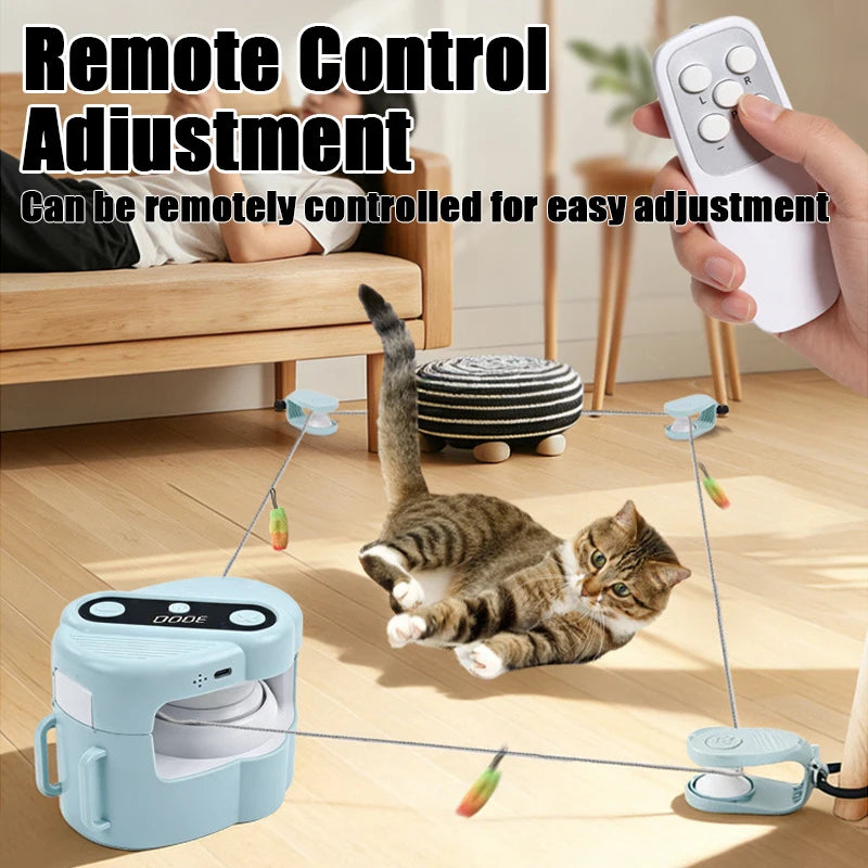 1PC Automatic Cat Chaser Toy Remote Control Adjustable Speed with Bird Sound 2 Fixing Methods Interactive Pet Teaser for Cats