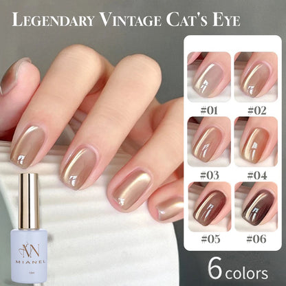 MIANEL 12ML Glass Bead Cat Eye Gel Nail Polish Flash White Spar Nude Color Magnetic Nail Polish White Nails Summer Nails 1-12pcs