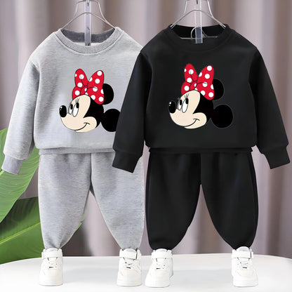 Baby Girls Long Sleeve Pullover and Trousers Two Piece Sets DISNEY Fall Children's Hoodies Set Kids Casual Sweatsuits New