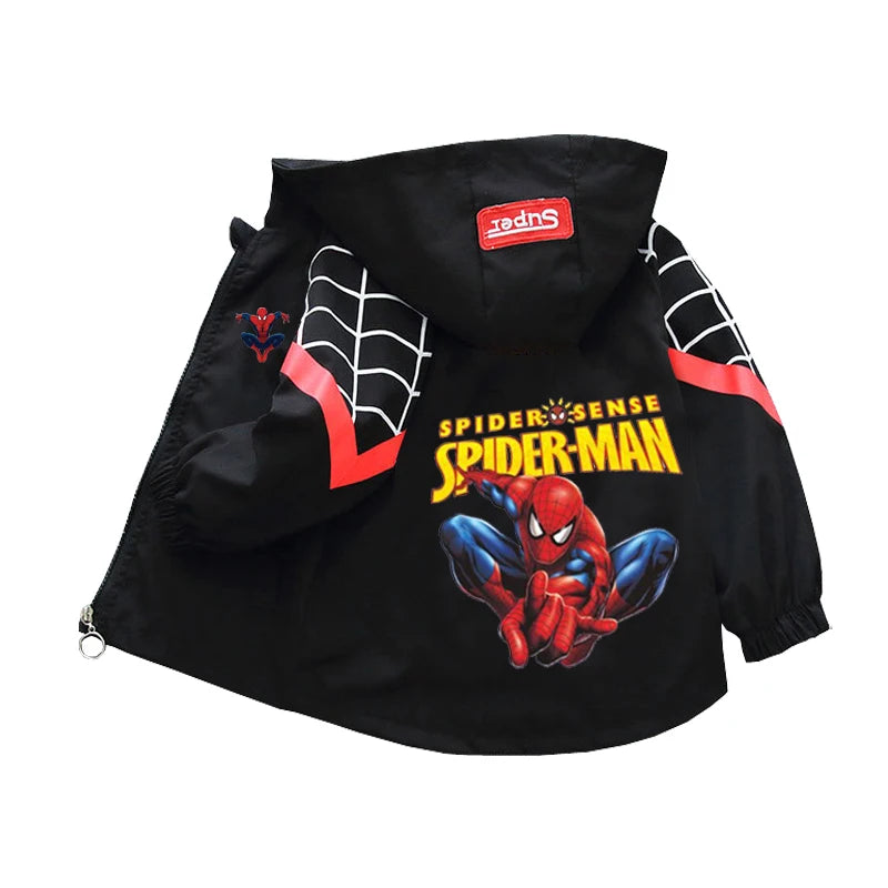 Boys Spiderman Hooded Jackets 1-10 Years Girls Spring Autumn Stitch Print Sports Coats Children Cartoon Outerwear Kids Clothes
