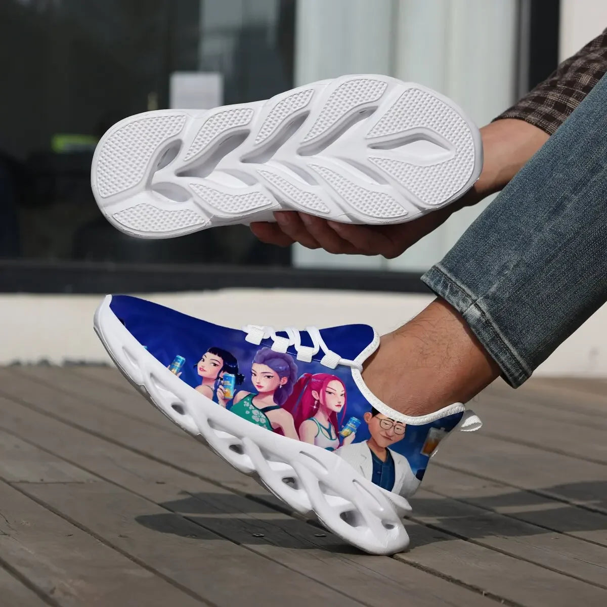 Children's Parent-child Shoes for Spring Cartoon Character Print Lightweight Sneakers Breathable Flat Heel Lace-up Casual Shoes