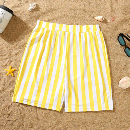 Family Swimsuit Mother Daughter Swimwear Father Son Swim Shorts 2023 Summer Striped Mom And Daughter Bikini Suit Matching Outfit